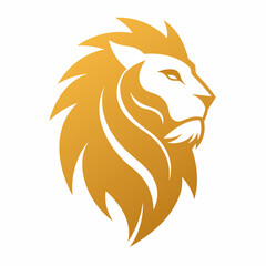 Golden Lion Head Logo Vector Art Design Illustration