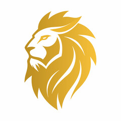 Golden Lion Head Logo Vector Art Design Illustration