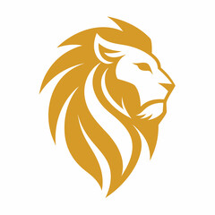 Golden Lion Head Logo Vector Art Design Illustration