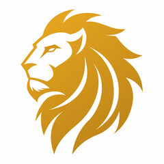 Golden Lion Head Logo Vector Art Design Illustration