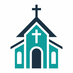 Minimalist church icon logo vector art illustration