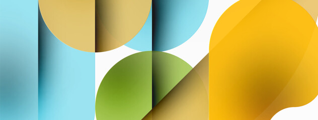 Circles and round shapes geometric minimal background. Transparent geometric shapes composition for wallpaper, banner, background or landing