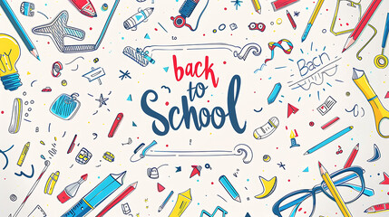 Back to School education concept illustration background with "back to school " written on a  board