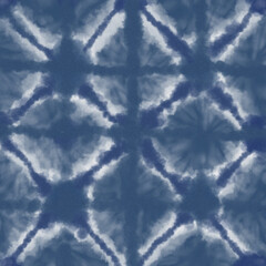 Indigo blue abstract tie-dye effect seamless pattern. Designed for fabric, textile, garments, cloth...