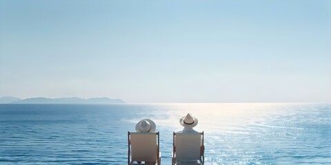 Fototapeta premium A couple relaxes at a seaside paradise immersed in books under the sun. Concept Vacation, Reading, Couples, Relaxation, Seaside