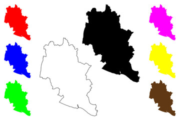 Lewes Non-metropolitan district (United Kingdom of Great Britain and Northern Ireland, ceremonial county East Sussex, England) map vector illustration, scribble sketch map