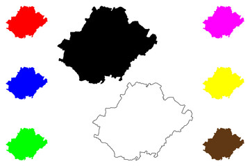 Naklejka premium Maidstone Non-metropolitan district, Borough (United Kingdom of Great Britain and Northern Ireland, ceremonial county Kent, England) map vector illustration, scribble sketch map