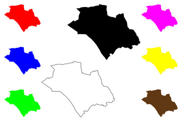 Town, borough and unitary authority of Luton (United Kingdom of Great Britain and Northern Ireland, ceremonial county Bedfordshire, Beds, England) map vector illustration, scribble sketch map
