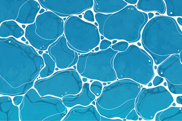 Blue water surface watercolor. Summer sea poster template. Sea waves abstract backgrounds. Turquoise rippled water texture background. Shining blue water ripple pool abstract vector