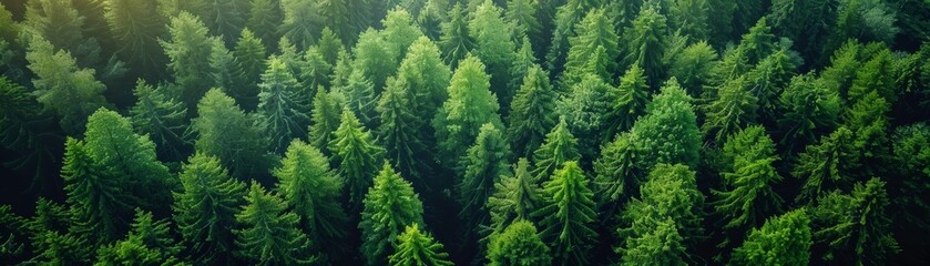 Aerial view of lush green forest canopy.