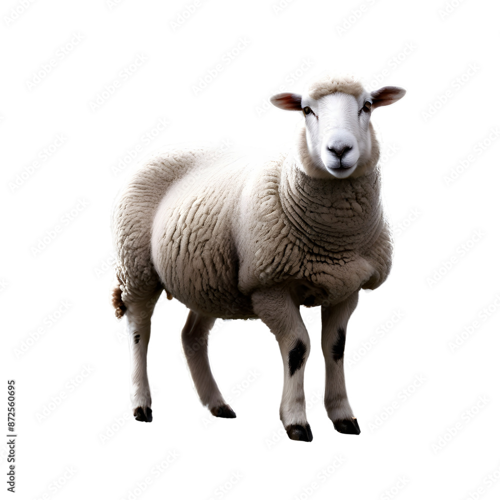 Wall mural sheep isolated on transparent png background.