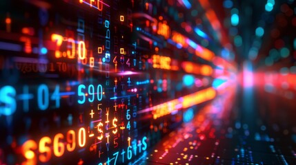 Obraz premium A digital visualization of global financial transactions represented by streams of currency symbols and data flows between international banks and financial institutions