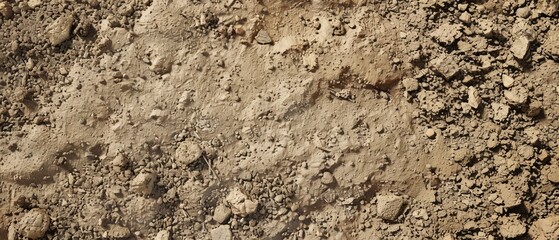 Panoramic close-up, high detail scan of light brown dirt material, Generative AI 