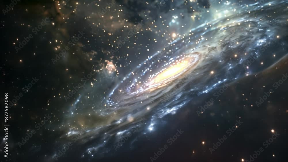 Poster this breathtaking view of a distant galaxy with a spiral shape. space background