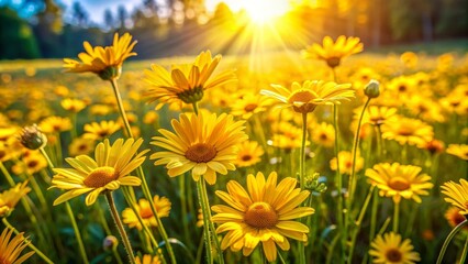 Obraz premium Sunlit Yellow Daisies Field