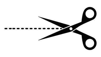 Scissors silhouette cutting dotted points line vector illustration