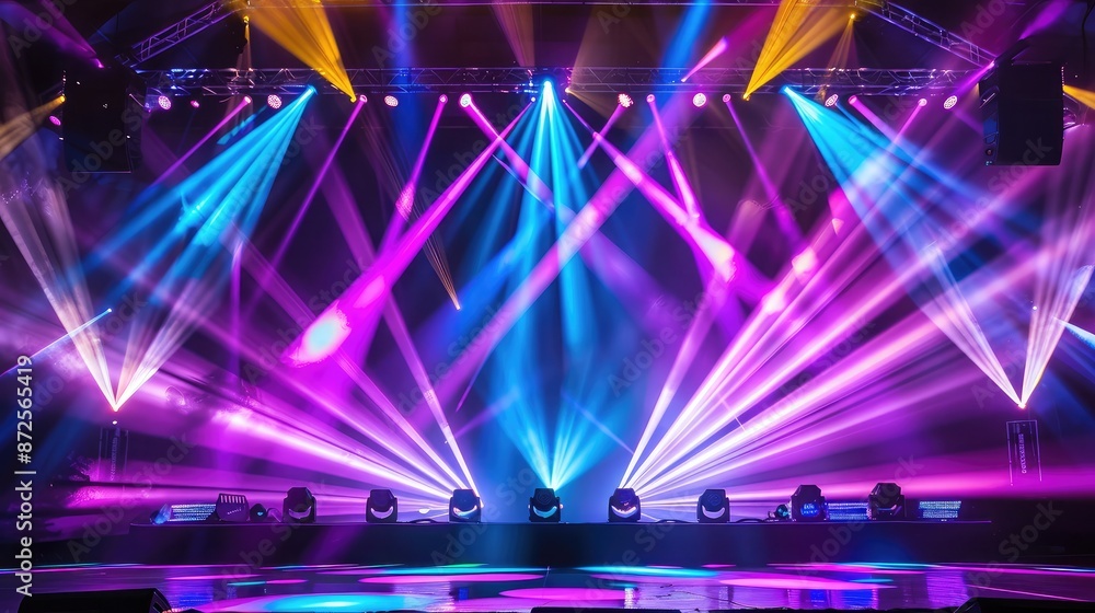 Aufkleber a stage with multicolored laser lights creating dynamic patterns