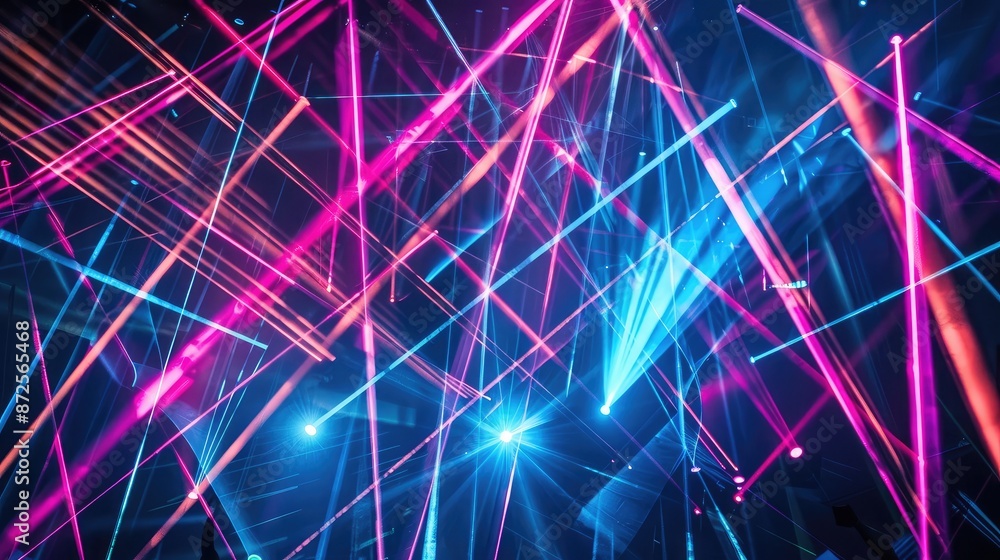 Aufkleber a stage with multicolored laser lights creating dynamic patterns