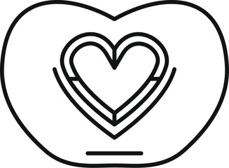 Minimalist line art icon depicting a heart within another heart, symbolizing shared love and affection