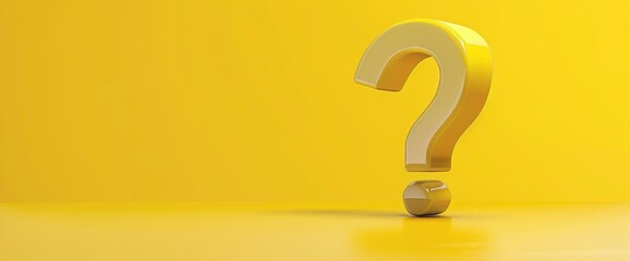 A 3D Rendering Illustration Of A Question Mark On A Yellow Background, Symbolizing Curiosity And Inquiry,High Resolution, Ultra HD