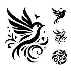 silhouette logo Bird Sparrow Artistic