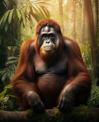 Fototapeta premium Majestic Orangutan in Natural Habitat