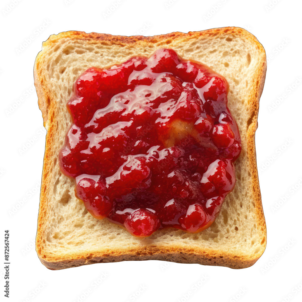 Poster toast with strawberry jam isolated on transparent background