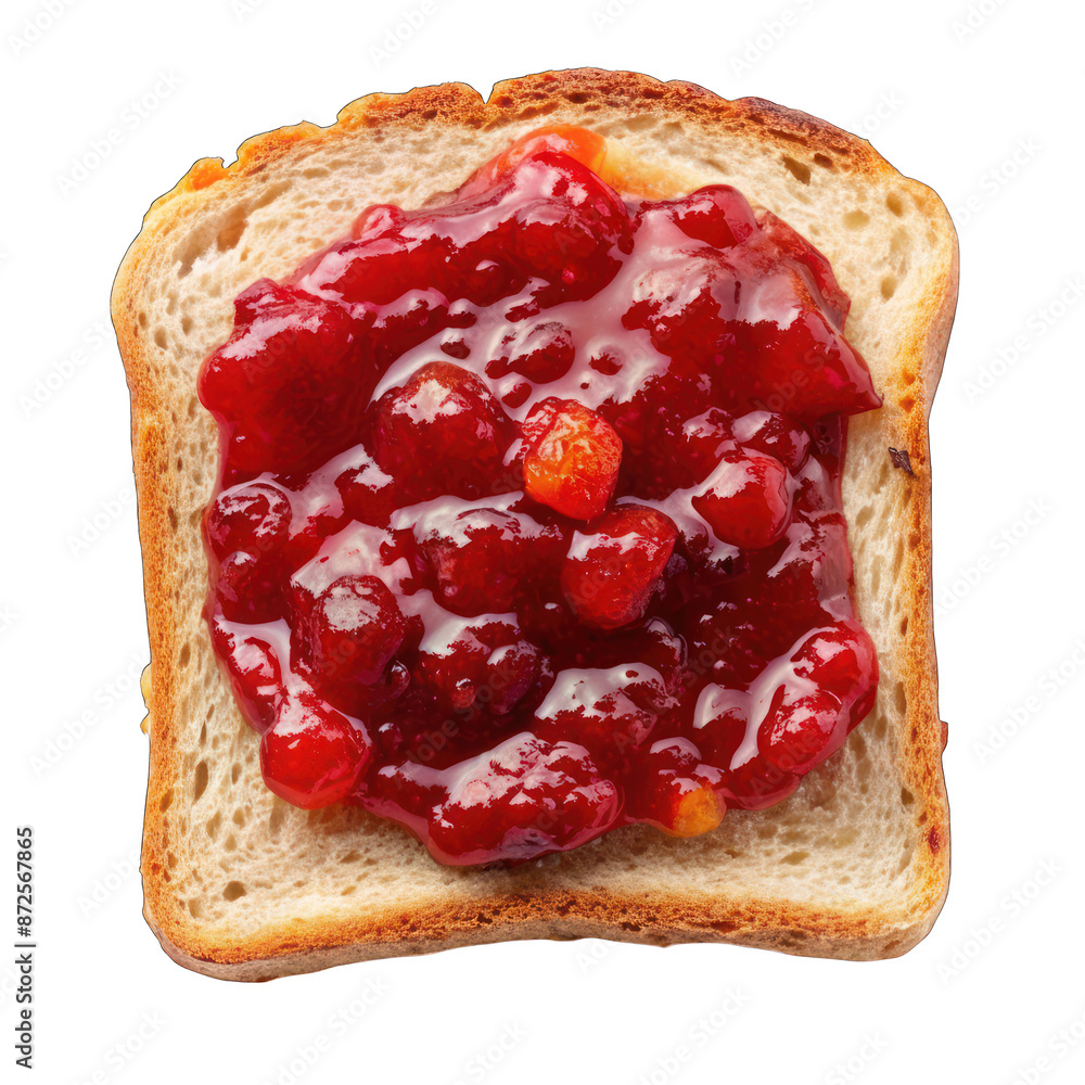 Poster toast with strawberry jam isolated on transparent background