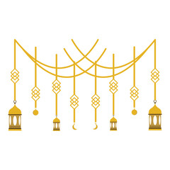 Ramadan Arabic Lantern Decoration Clipart. Isolated Vector Illustration.