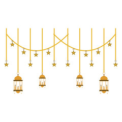 Ramadan Arabic Lantern Decoration Clipart. Isolated Vector Illustration.