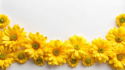 Yellow Flowers Frame on White Background