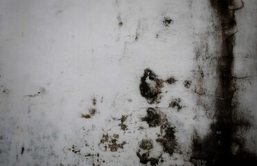 cracked concrete wall covered with gray cement surface as background, rack concrete white wall or Cement wall background, Broken hole in white wall. Abstract background.