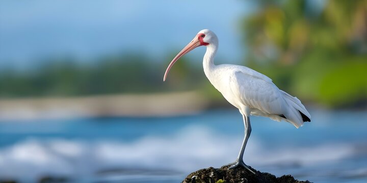 The White Ibis Bird Native to Tropical and Subtropical Regions of the Americas. Concept Birds, Wildlife, Tropical Regions, Americas, White Ibis