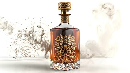 Exquisite Perfume Bottle on Transparent White Background. AI-generated image
