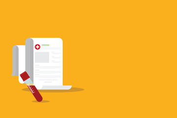 Blood analysis. Blood test icon. Medical analysis laboratory test. Medical sample in a plastic box and medical clipboard.	