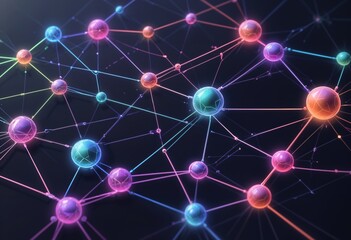 A network of connected connected dots with the words and the words