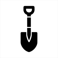 Small shovel silhouette on white background. Shovel icon sign vector illustration design