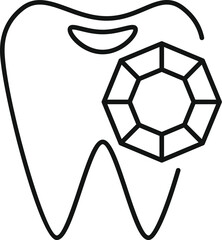 Obraz premium Line art icon of a tooth with a shiny diamond implant, representing luxury dental care