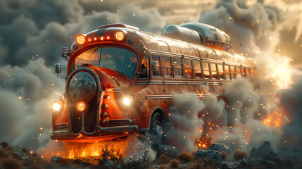 Flying School Bus in Space, Back to School, Science Fiction