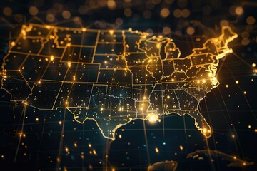 Obraz premium Digital map of USA , connectivity concept