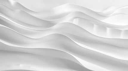 Pure white wave forms merge seamlessly with a clean backdrop, presenting a minimalist and sophisticated design