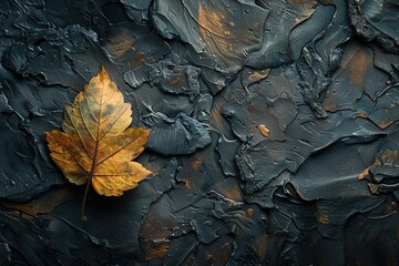 Artistic Dark Liquid leaf and Stone Texture Background With Generative AI