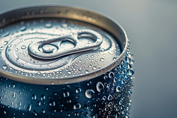 Can of fresh soda with water droplets