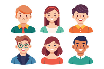 Fototapeta premium set of confident people avatar vector illustration