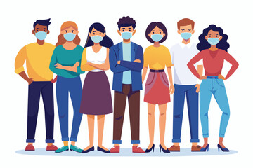Obraz premium people wearing mask, concept of preventing infectious diseases vector illustration