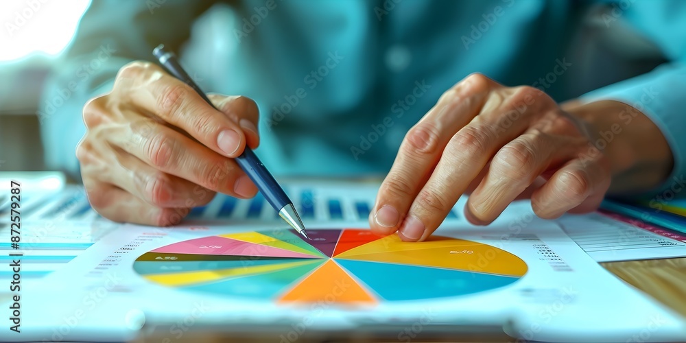 Aufkleber financial advisor using pie chart to explain asset allocation in digital