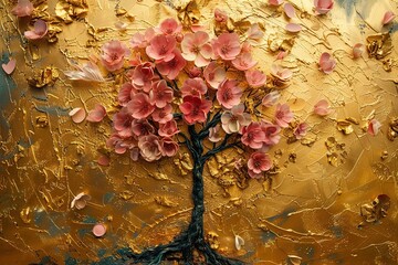 Artistic Flower Tree Plant Liquid Abstract Background with Generative AI