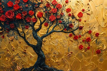 Artistic Flower Tree Plant Liquid Abstract Background with Generative AI