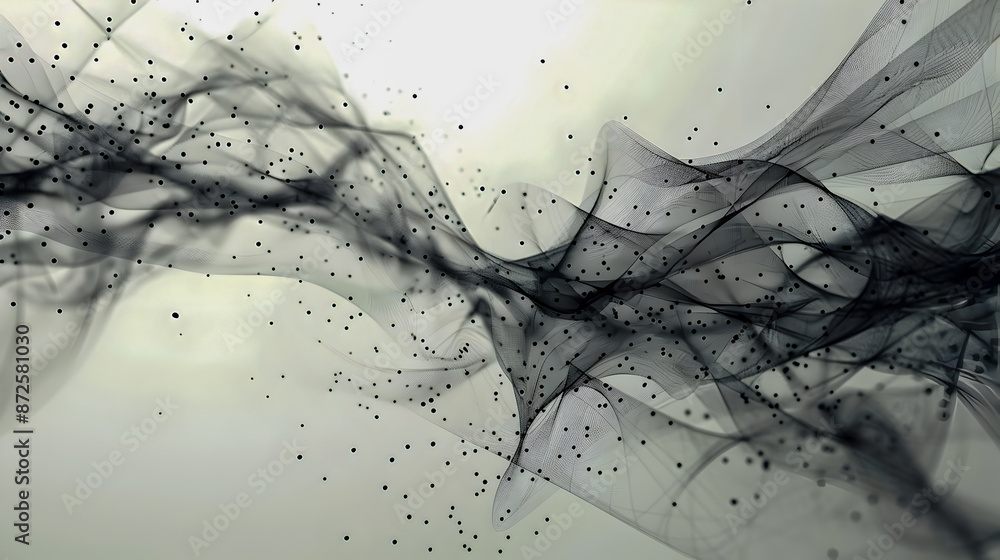 Poster suspended data network a minimalist digital composition exploring the interconnectivity of modern in