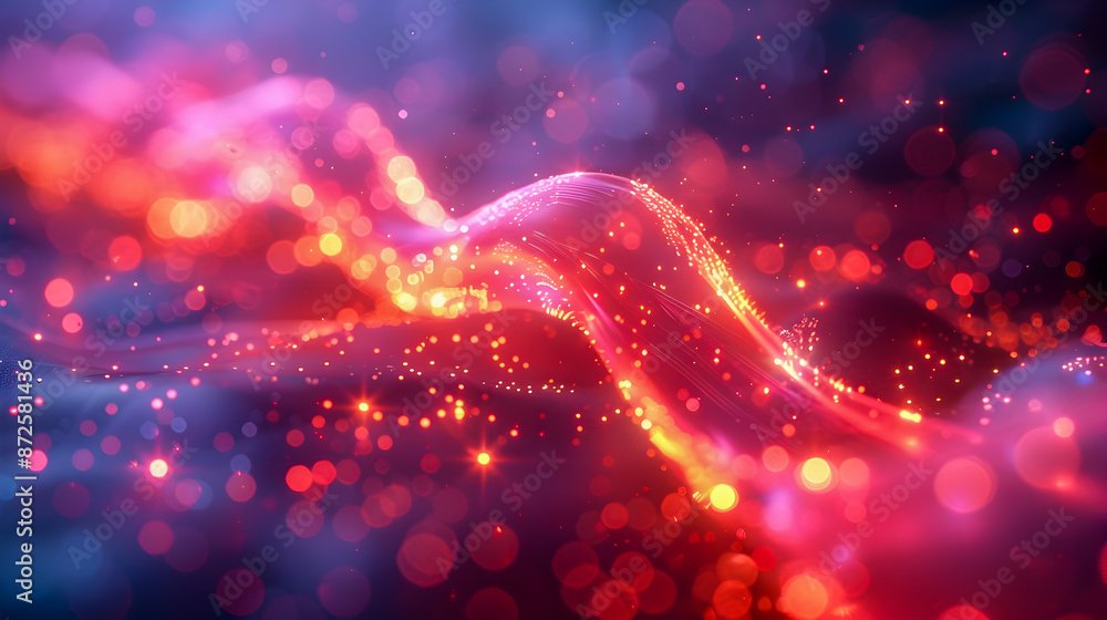 Poster glowing intricate data cables forming futuristic sculptural structures that resemble biotech inspire